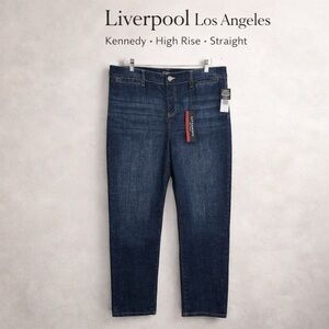 NWT Liverpool Kennedy High-Rise Straight Jeans Dark Wash 16W